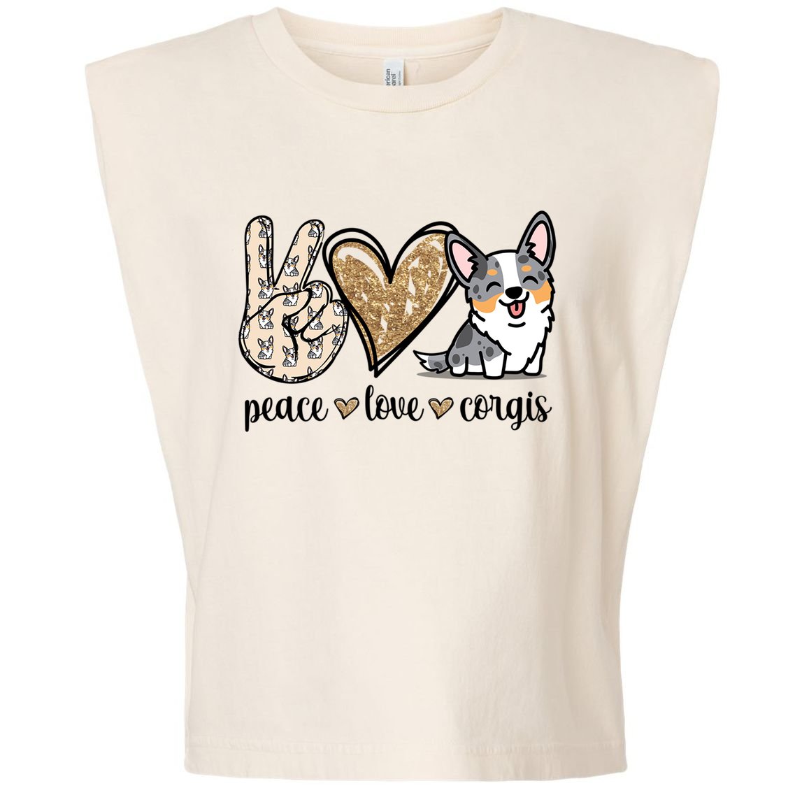 Blue Merle Corgi Gift Garment-Dyed Women's Muscle Tee