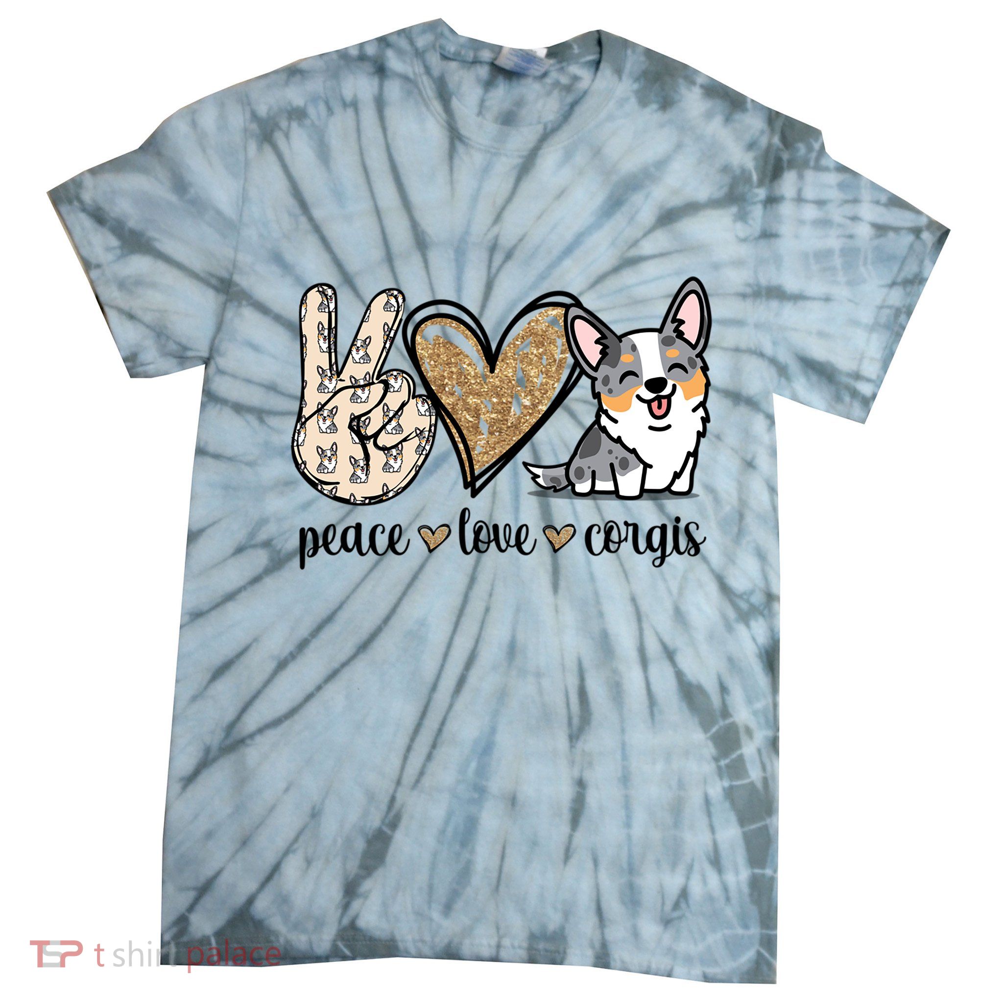 Blue Merle Corgi Gift Tie-Dye T-Shirt