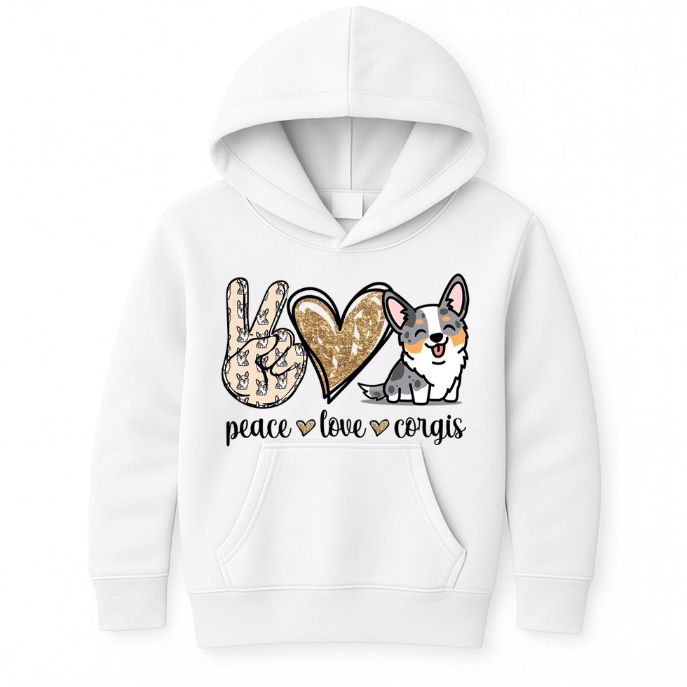 Blue Merle Corgi Gift Kids Hoodie