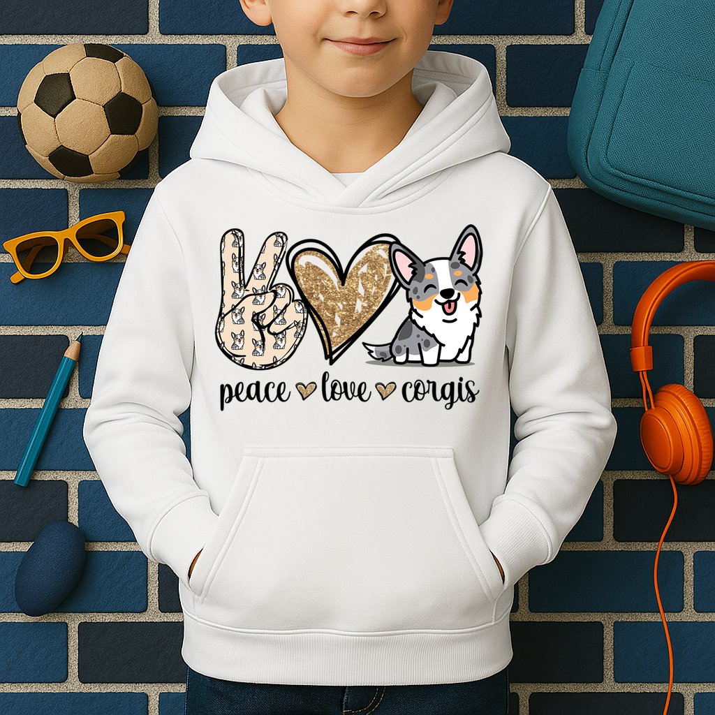 Blue Merle Corgi Gift Kids Hoodie