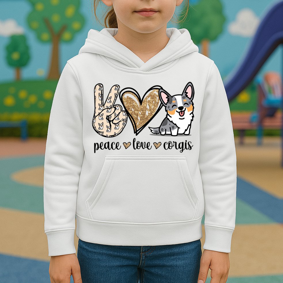 Blue Merle Corgi Gift Kids Hoodie