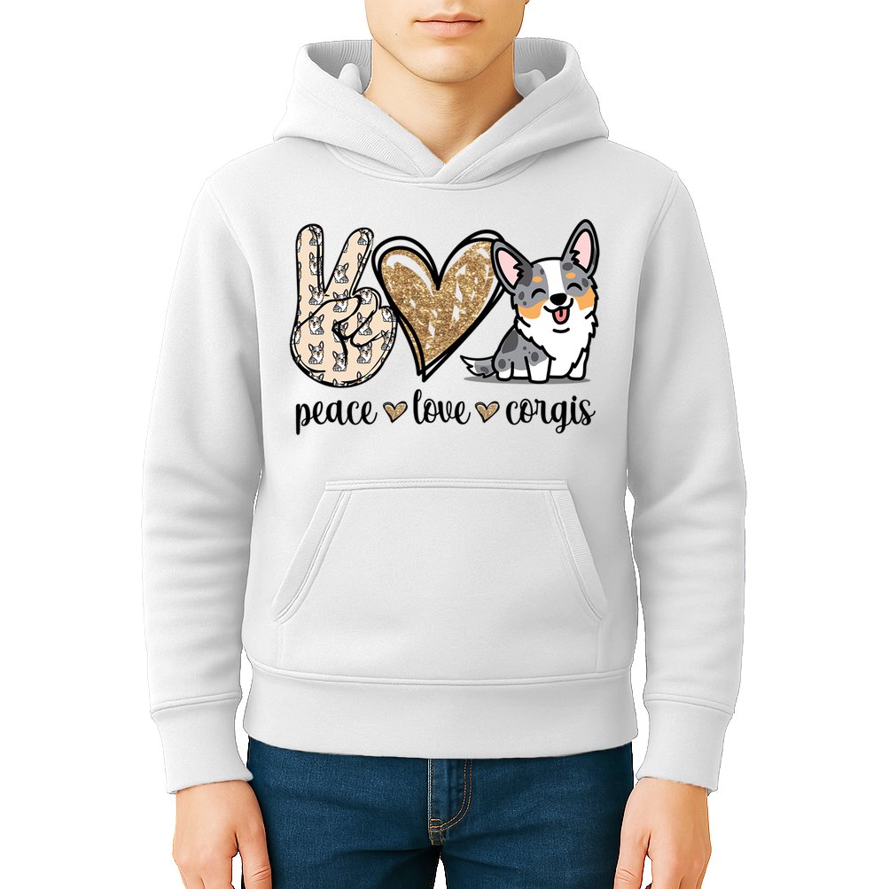 Blue Merle Corgi Gift Kids Hoodie