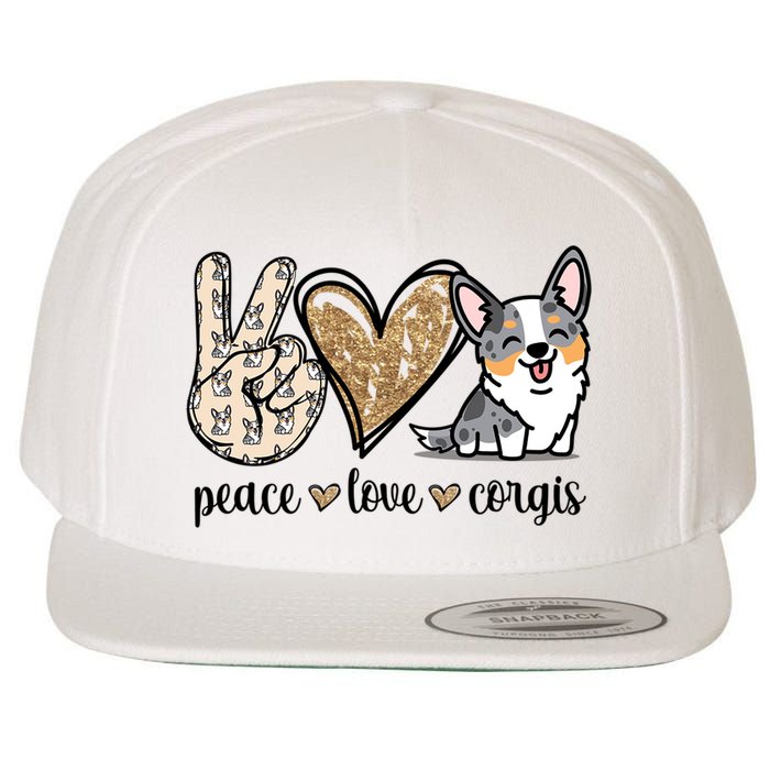 Blue Merle Corgi Gift Wool Snapback Cap