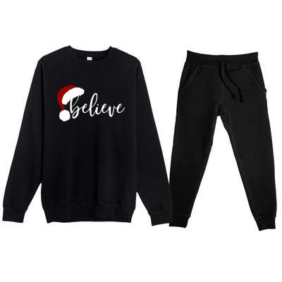 Believe Merry Christmas Variety For Unisex Xmas Gift Premium Crewneck Sweatsuit Set