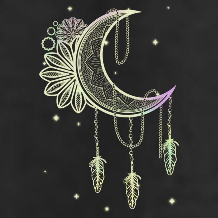 Boho Moon Celestial Body Astrology Dreamcatcher Pastel Goth Gift 7 Panel Mesh Trucker Snapback Hat