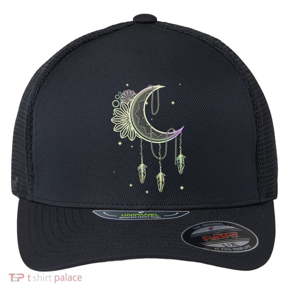 Boho Moon Celestial Body Astrology Dreamcatcher Pastel Goth Gift Flexfit Unipanel Trucker Cap