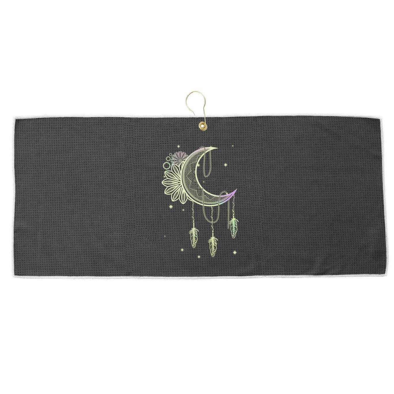 Boho Moon Celestial Body Astrology Dreamcatcher Pastel Goth Gift Large Microfiber Waffle Golf Towel
