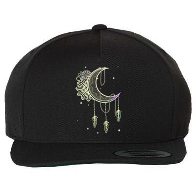 Boho Moon Celestial Body Astrology Dreamcatcher Pastel Goth Gift Wool Snapback Cap