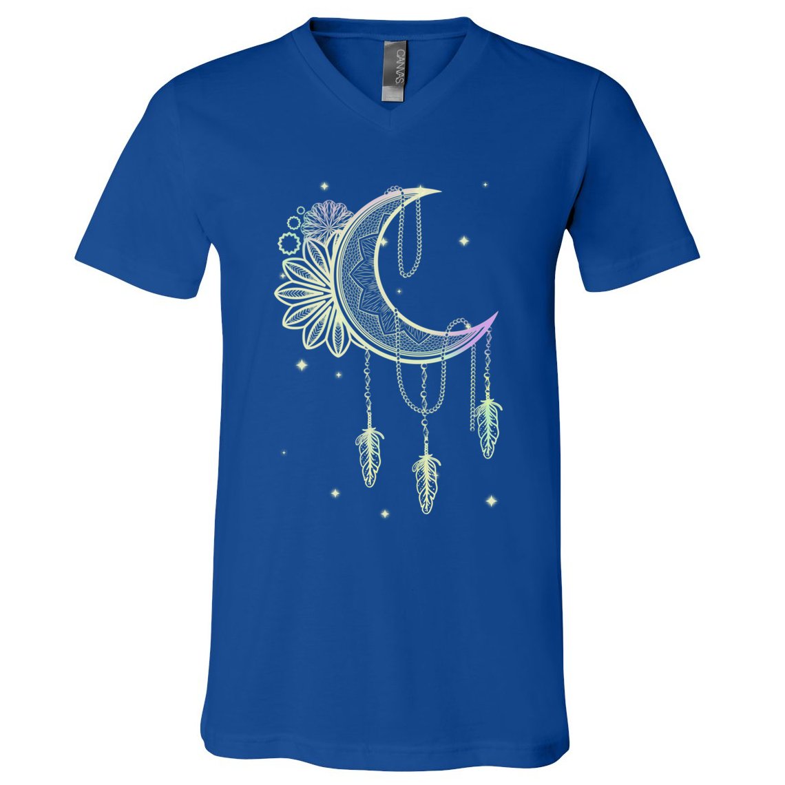 Boho Moon Celestial Body Astrology Dreamcatcher Pastel Goth Gift V-Neck T-Shirt