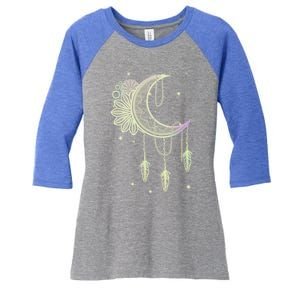 Boho Moon Celestial Body Astrology Dreamcatcher Pastel Goth Gift Women's Tri-Blend 3/4-Sleeve Raglan Shirt