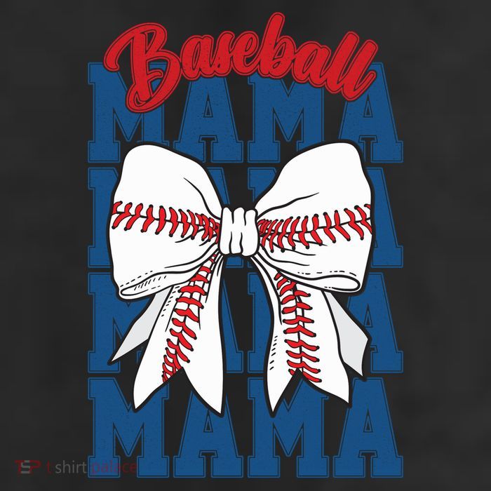 Baseball Mama Coquette Bow Game Day Baseball Mom Mother 7 Panel Mesh Trucker Snapback Hat