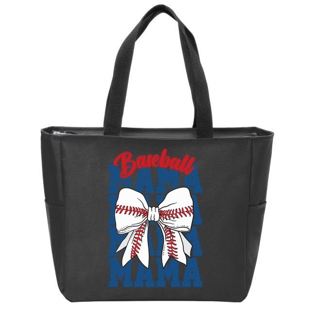 Baseball Mama Coquette Bow Game Day Baseball Mom Mother Zip Tote Bag