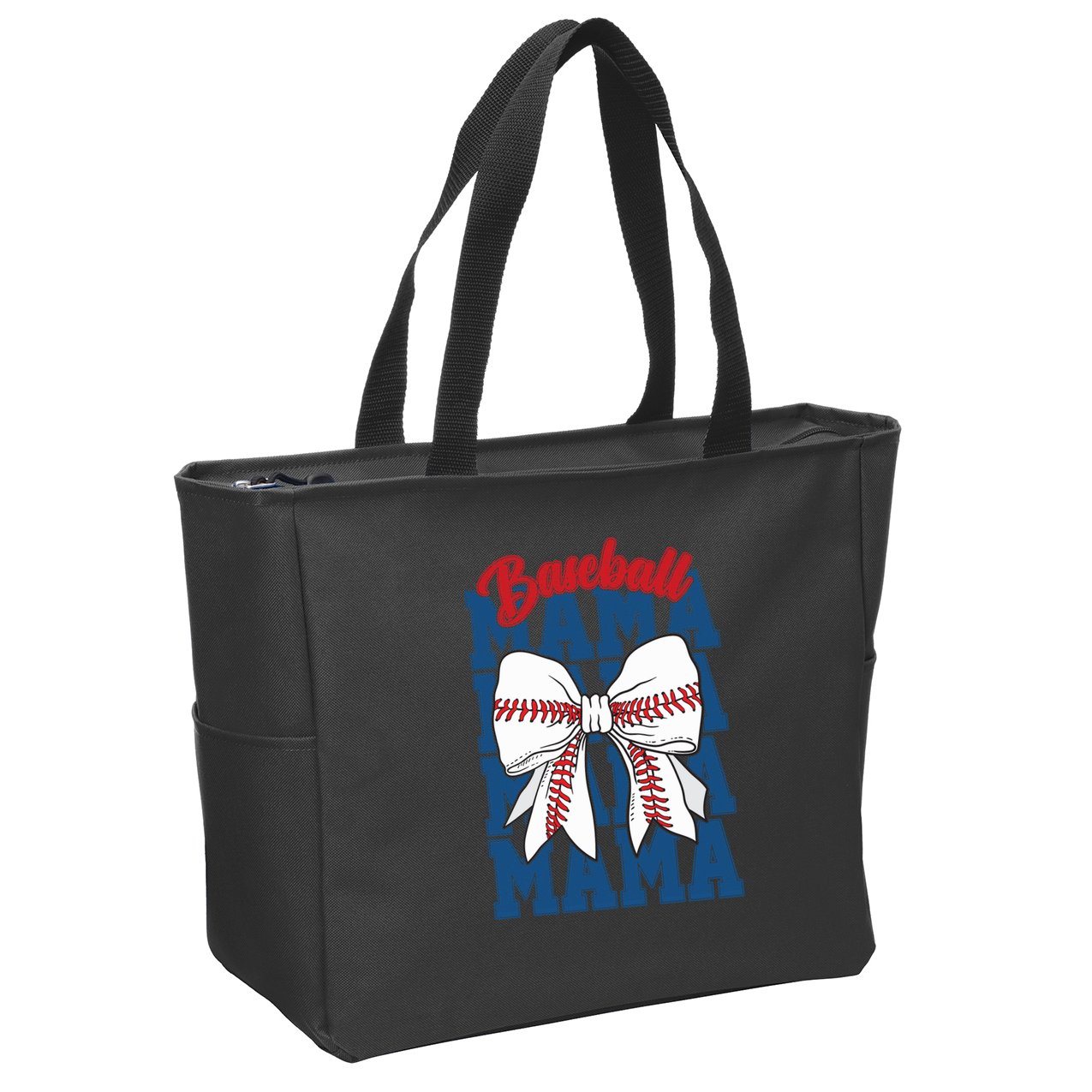 Baseball Mama Coquette Bow Game Day Baseball Mom Mother Zip Tote Bag