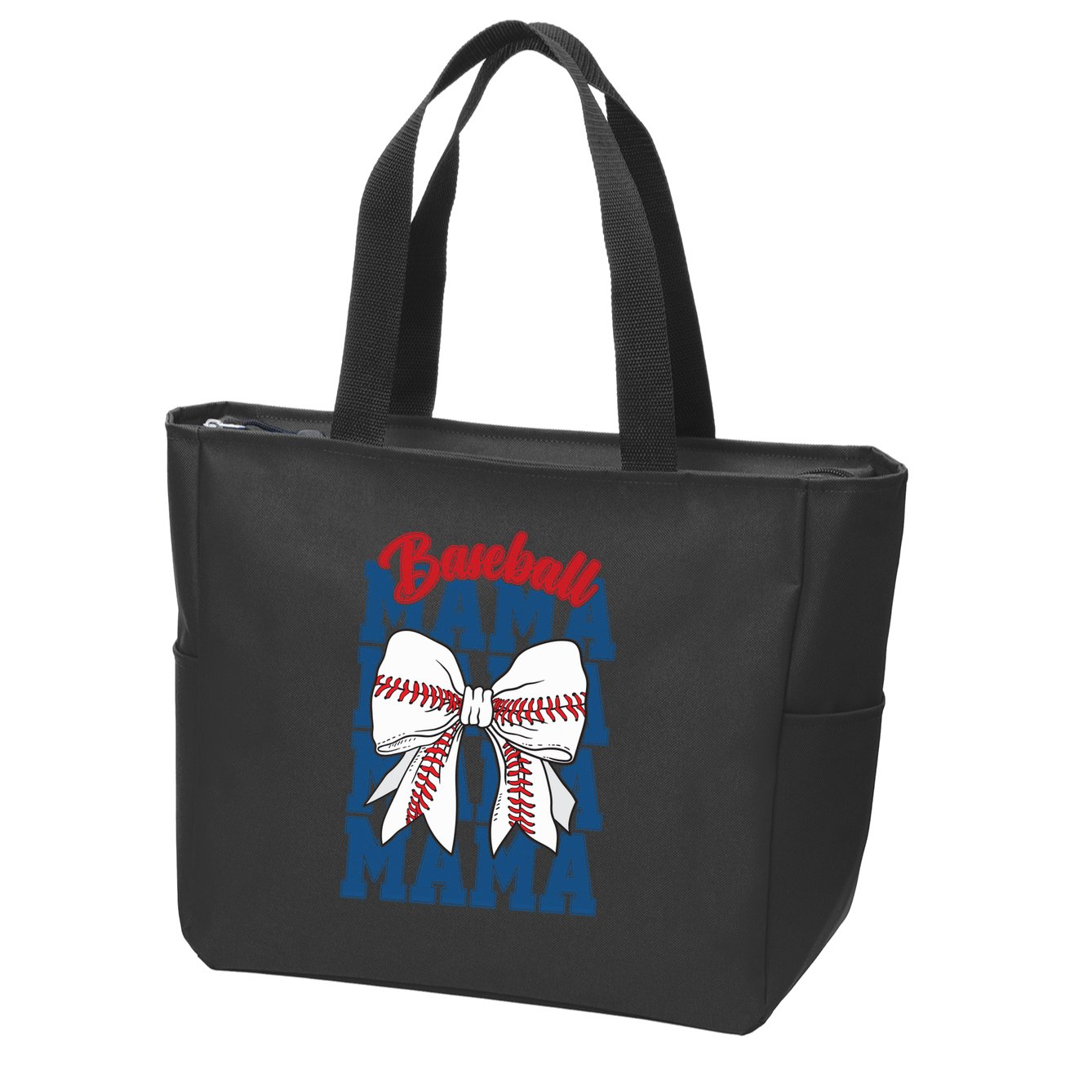 Baseball Mama Coquette Bow Game Day Baseball Mom Mother Zip Tote Bag