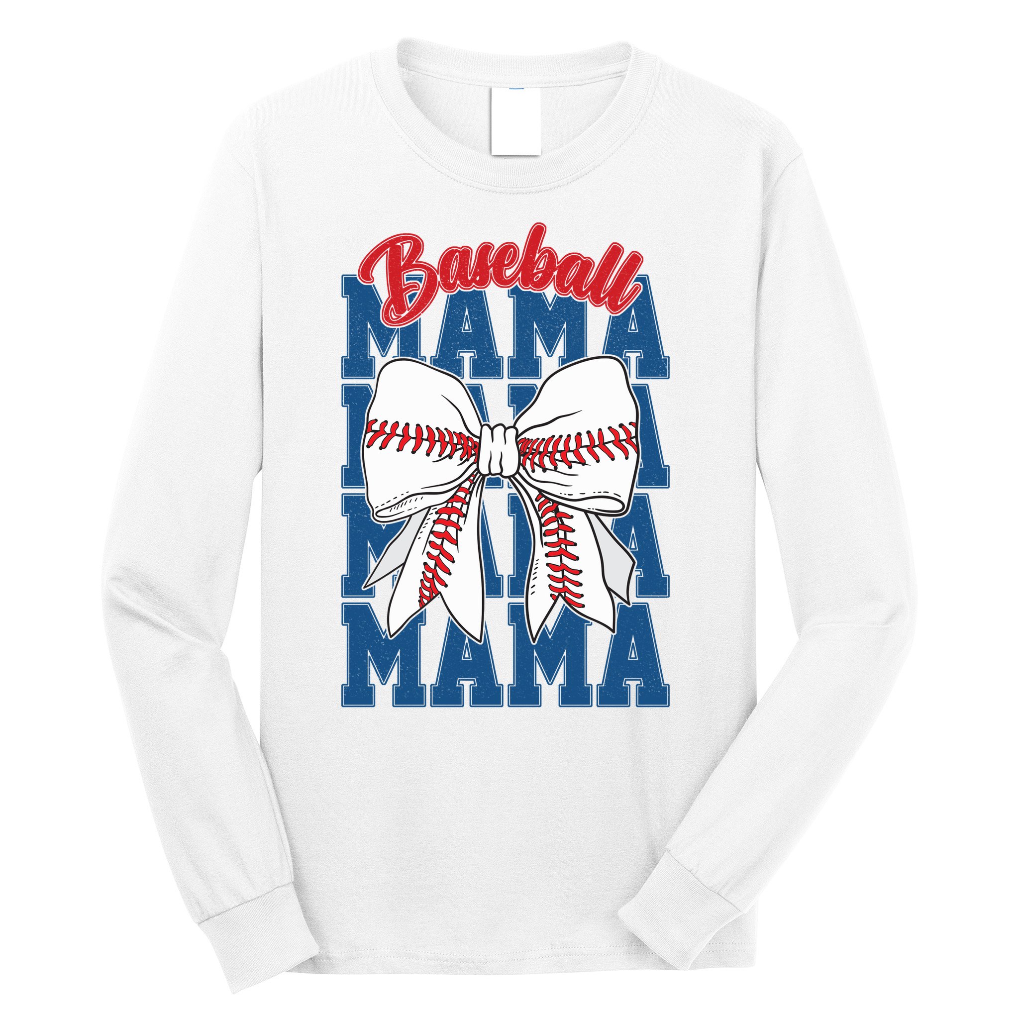 Baseball Mama Coquette Bow Game Day Baseball Mom Mother Long Sleeve Shirt