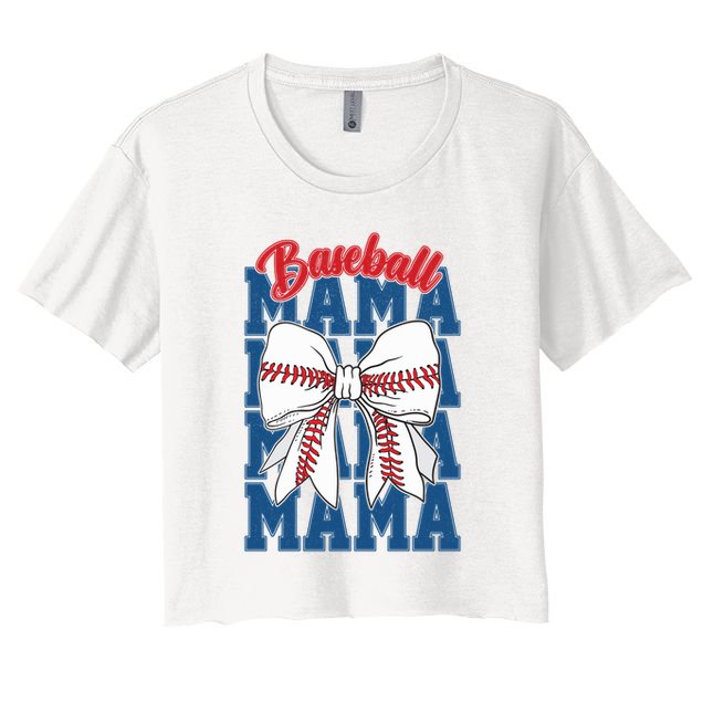 Baseball Mama Coquette Bow Game Day Baseball Mom Mother Crop Top