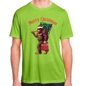 Bigfoot Merry Christmas Tree Lights Sasquatch Xmas Santa Gift Adult ChromaSoft Performance T-Shirt