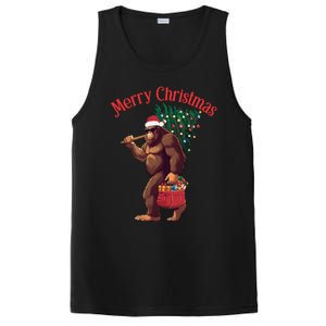 Bigfoot Merry Christmas Tree Lights Sasquatch Xmas Santa Gift PosiCharge Competitor Tank