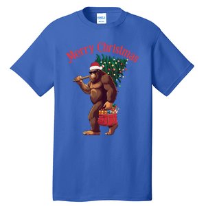 Bigfoot Merry Christmas Tree Lights Sasquatch Xmas Santa Gift Tall T-Shirt