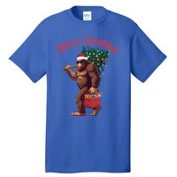 Bigfoot Merry Christmas Tree Lights Sasquatch Xmas Santa Gift Tall T-Shirt