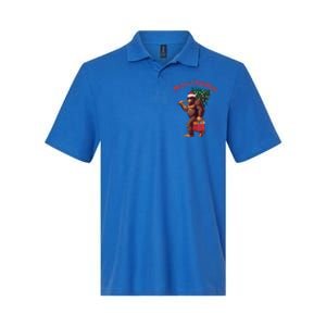 Bigfoot Merry Christmas Tree Lights Sasquatch Xmas Santa Gift Softstyle Adult Sport Polo