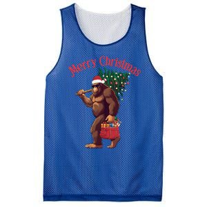 Bigfoot Merry Christmas Tree Lights Sasquatch Xmas Santa Gift Mesh Reversible Basketball Jersey Tank