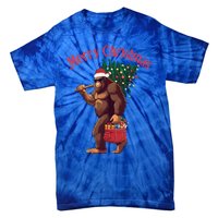 Bigfoot Merry Christmas Tree Lights Sasquatch Xmas Santa Gift Tie-Dye T-Shirt