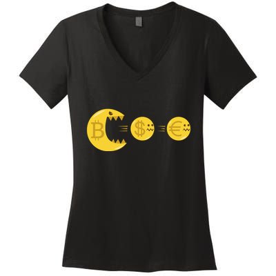 Bitcoin Monster Crypto Women's V-Neck T-Shirt