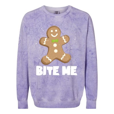 Bite Me Christmas Gingerbread Funny Christmas Cookies Cool Gift Colorblast Crewneck Sweatshirt