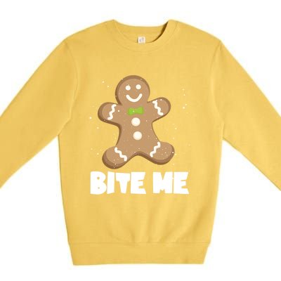 Bite Me Christmas Gingerbread Funny Christmas Cookies Cool Gift Premium Crewneck Sweatshirt