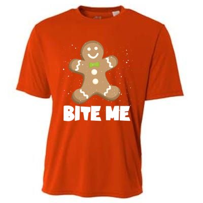 Bite Me Christmas Gingerbread Funny Christmas Cookies Cool Gift Cooling Performance Crew T-Shirt