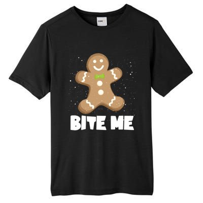 Bite Me Christmas Gingerbread Funny Christmas Cookies Cool Gift Tall Fusion ChromaSoft Performance T-Shirt