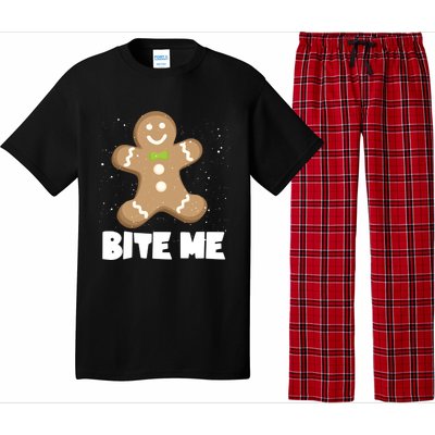 Bite Me Christmas Gingerbread Funny Christmas Cookies Cool Gift Pajama Set