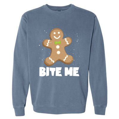 Bite Me Christmas Gingerbread Funny Christmas Cookies Cool Gift Garment-Dyed Sweatshirt