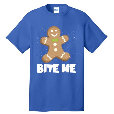 Bite Me Christmas Gingerbread Funny Christmas Cookies Cool Gift Tall T-Shirt