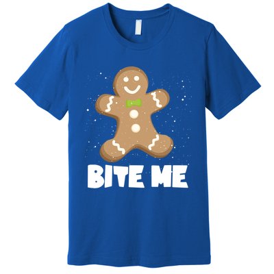 Bite Me Christmas Gingerbread Funny Christmas Cookies Cool Gift Premium T-Shirt