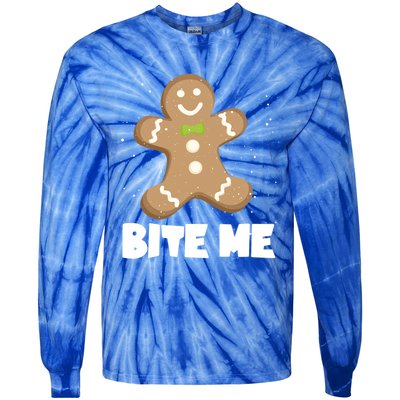 Bite Me Christmas Gingerbread Funny Christmas Cookies Cool Gift Tie-Dye Long Sleeve Shirt