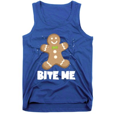 Bite Me Christmas Gingerbread Funny Christmas Cookies Cool Gift Tank Top