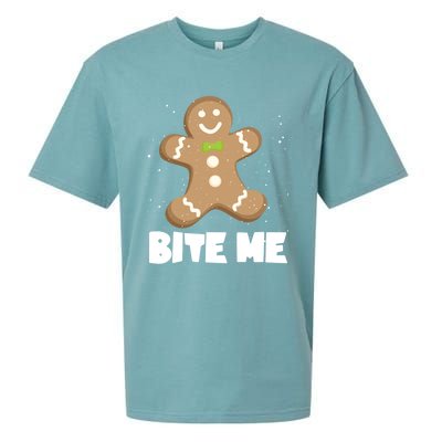 Bite Me Christmas Gingerbread Funny Christmas Cookies Cool Gift Sueded Cloud Jersey T-Shirt