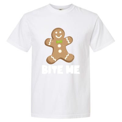 Bite Me Christmas Gingerbread Funny Christmas Cookies Cool Gift Garment-Dyed Heavyweight T-Shirt