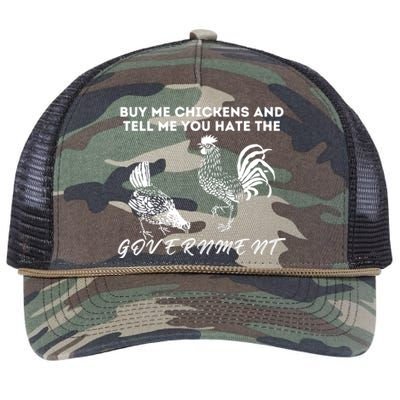 Buy Me Chickens And Tell Me You Hate The Government Retro Rope Trucker Hat Cap