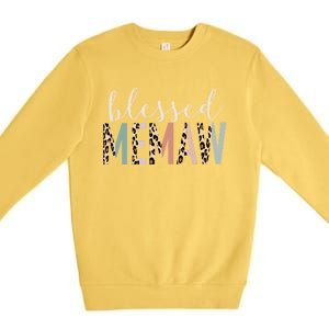 Blessed Memaw Cute Leopard Print Gift Premium Crewneck Sweatshirt