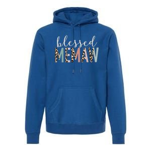 Blessed Memaw Cute Leopard Print Gift Premium Hoodie