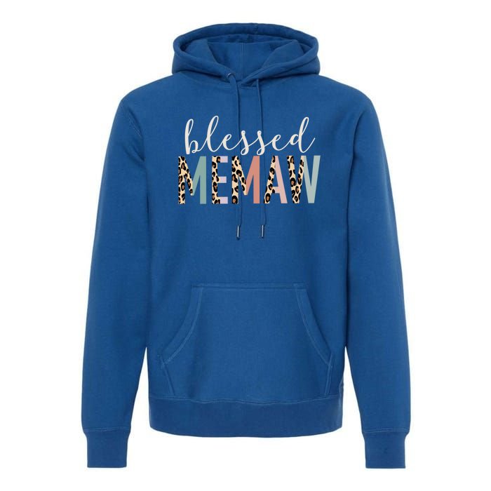 Blessed Memaw Cute Leopard Print Gift Premium Hoodie