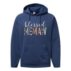 Blessed Memaw Cute Leopard Print Gift Performance Fleece Hoodie