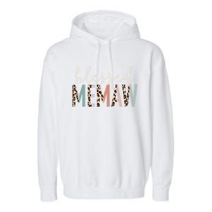 Blessed Memaw Cute Leopard Print Gift Garment-Dyed Fleece Hoodie