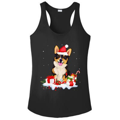 Blue Merle Cardigan Corgi Christmas Santa Hat Love Corgi Ladies PosiCharge Competitor Racerback Tank