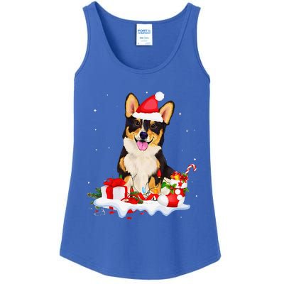 Blue Merle Cardigan Corgi Christmas Santa Hat Love Corgi Ladies Essential Tank