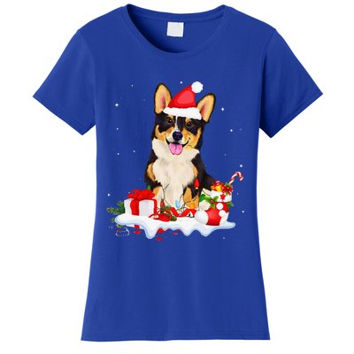 Blue Merle Cardigan Corgi Christmas Santa Hat Love Corgi Women's T-Shirt