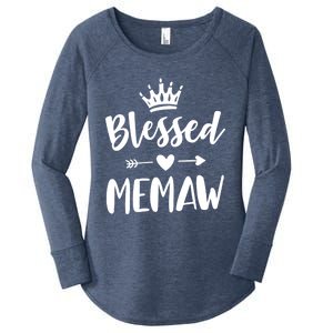 Blessed Memaw Cute Grandma Mothers Day Idea Memaw Gift Women's Perfect Tri Tunic Long Sleeve Shirt